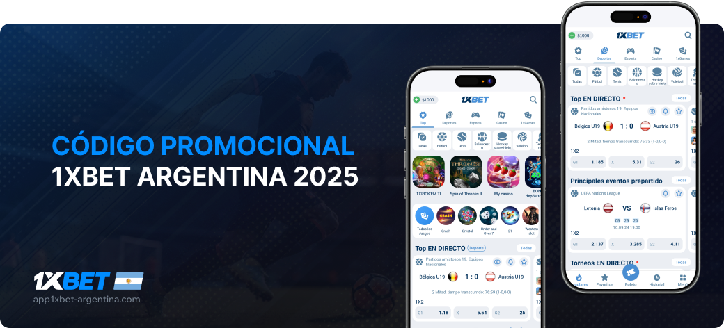 Código promocional 1xBet Argentina 2025 - App 1xbet Argentina